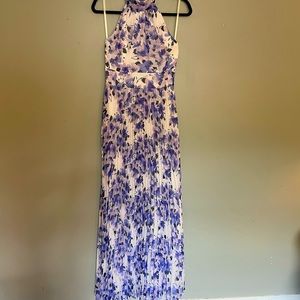 Eliza J Halter Maxi Dress Purple and White